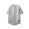 Camiseta Masculina de Tricô com Mesh Manga Curta Estilo Japonês Simples Gola Redonda
