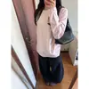Camiseta de Manga Larga con Cuello Redondo para Mujer, Diseño Casual Perezoso Estilo Americano, Top para Primavera y Otoño, Camiseta Básica para Parejas de Hombres, Holgada y Moderna