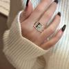 Anillo de plata esterlina S925 con diseño de nicho de estilo coreano, con textura de cara ancha, estilo industrial pesado, anillo de textura de moda de estilo coreano