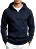 Sudadera con capucha de otoño/invierno para hombre, de color liso, con media cremallera y manga larga, diseño casual con bolsillo tipo canguro, de importación europea y americana.
