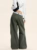 Pantalones de Trabajo Yongfang Americano Retro para Hombre y Mujer con Diseño Plisado Tridimensional, Pantalones Holgados Casuales de Moda con Caída y Pierna Recta