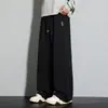 Calça nova estilo americano de perna reta, corte solto, moderna, design minimalista, faz você parecer mais alto e magro, plus size, fashion, esportiva, casual, calça longa versátil