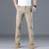 Calças Casuais de Algodão Puro para Homens, Versátil de Verão Tendência Marca Calças Slim Retas, Tendência Estilo K Calças de Negócios de Alta Qualidade