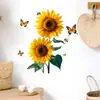 Nuevas Pegatinas de Pared Frescas de Girasol, Mariposa y Abeja para Sala de Estar, Dormitorio, Entrada, Ventana, Decoración de Gabinetes Pegatinas Mla151