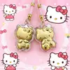 Colgante de cadena para teléfono Hello Kitty bañado en oro, lindo regalo de dibujos animados para niñas, llavero de lujo ligero con decoración de hilo rojo