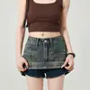 Shorts de Mezclilla Azules Vintage para Mujer 2025 Tendencia Nueva Llegada Verano Cintura Alta Adelgazantes Forma A Culottes Hot Girl para Usar por Fuera