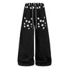 Pantalones de Chándal Oreeta con Estampado de Estrella de Tendencia Nacional Pierna Ancha Unisex Moderno Diseño High Street Versátil Pantalones Deportivos Casuales