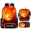 Mochila escolar con estampado de elementos de la ciudad de Crazy Elements, nueva, para estudiantes de primaria, tipo cartera, estuche para lápices, conjunto de tres piezas