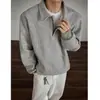 Otoño Americano Retro Corte Limpio Desestructurado Camisa Polo Media Cremallera Solapa Sudadera Talla Grande Marca de Moda para Hombre Top