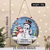 Decoración de letrero de madera navideño de Amazon transfronterizo, letrero redondo, colgante de madera de puerta de Papá Noel y muñeco de nieve