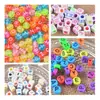 Conjunto Popular de Contas com Letras DIY da Amazon Contas Corrugadas de Resina Contas Coloridas Acessórios para Joias DIY Contas Soltas