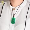 Colgante con hebilla de doble paz valiente de calcedonia verde de especie de hielo para hombre y mujer, con transferencia de ágata verde, colgante de jade Ábaco Picchu