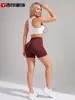 Novos Shorts de Yoga Transfronteiriços para Mulheres, Estilo Europeu e Americano, Cintura Alta, Ajustados, Shorts Fitness de Secagem Rápida, Shorts Fitness Levanta Bumbum Pêssego, Calças Fitness Três Quartos