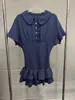 2026 Nuevo Estilo de Verano Estilo Universitario Botones Cintura Entallada Volantes Falda Corta Vestido de Manga Corta Cuello de Muñeca