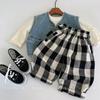 Ropa Infantil Bora Pantalones a Cuadros para Niños Otoño 2025 Nuevos Pantalones Rectos para Niños Cuadros Blanco y Negro Pantalones Largos para Niños Pequeños Modernos