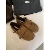 Sapatos Oxford Esculpidos Estilo Britânico Retrô com Forro de Lã para Mulheres, Modelo Inverno 2026, Sapatos Versáteis de Camurça Brogue Quentes
