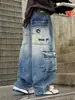 Novos jeans de outono para meninos grandes, roupas infantis, calças jeans de trabalho estilosas e da moda para meninos e adolescentes