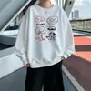 Sudadera con cuello redondo de graffiti de cachorros estilo Hong Kong, marca moderna para hombre primavera/otoño, peso pesado, estructurada, ajuste holgado, ropa exterior casual para adolescentes