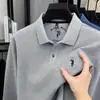 Suministro Directo de Fábrica Logo de Pony Camisa Polo 100% Algodón Merceizado para Hombre de Gama Alta Bordada Solapa Holgada Manga Larga Camiseta para Hombre