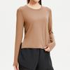 Roupas de Yoga Plus Size Primavera e Verão Top Esportivo de Manga Longa Feminino Solto Emagrecedor Roupas de Fitness Camiseta Camiseta Profissional para Corrida