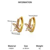 Pendientes de Aro Dorados Geométricos en Forma de U, Brillantes con Microincrustaciones de Circonita, Joyería de Aro Compacta y Exquisita, Venta al por Mayor