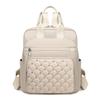 Mochila de Moda de Color Sólido con Puntada de Rombo y Remaches para Mujer, Estilo Nuevo, Texturizada, Versión Coreana, Gran Capacidad, Mochila Simple para Mujer