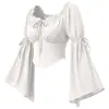 2026 Top Corset Transfronteiriço Amazon para Mulheres, Camisa Renascentista com Gola Elástica, Top Ombro a Ombro para Mulheres