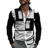 Camisa de Hombre a Cuadros y Rayas Primavera Un Botón Diseño de Solapa 2025 Ligera Corte Holgado Moda