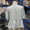 Nuevo Top de Moda para Mujer de Verano, Versátil, Corte A, Básico Europeo y Americano, Camiseta de Manga Corta Irregular con Manga Abullonada y Cordones