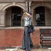 Calça de Terno Versátil de Perna Larga Reta com Duas Alças Nova para Primavera/Outono de 2026 Calça Casual Texturizada com Botão Esculpido Elegante