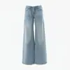 Calça Jeans Feminina Wide Leg Solta de Cintura Baixa Estilo Retrô Americano com Efeito Drapeado, Versátil Estilo Ins Outono/Inverno Novo Modelo