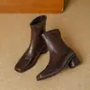 Botines estilo Melard para mujer, nueva colección otoño/invierno, con cremallera trasera, ajuste ceñido, versátiles, cómodos, puntera cuadrada y tacón grueso, estilo botín Chelsea