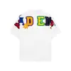Camiseta de Manga Corta con Bordado de Letras de Colores para Hombre, Estilo Streetwear Americano de Verano, Holgada, Peso Pesado, Algodón Puro, Cuello Redondo