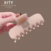 Pinza para el pelo de Acetato con Letra y Pedrería Estilo Nuevo Coreano y Japonés para Mujer, Pinza Grande de Color Gelatina para la Parte Trasera de la Cabeza, Accesorio para el Cabello