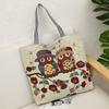 Bolsa de mano de lona informal con bordado de dibujos animados para comercio exterior transfronterizo, bolsa de mano con bordado de búho, bolsa de compras para mamá