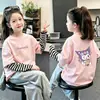 Camiseta de manga larga para niña, colección primavera/otoño 2026, elegante, algodón puro, look en capas, adecuada para niños mayores, diseño de dibujos animados, top de capa interior