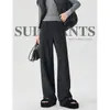 2026 Nuevo Estilo Espiga Más Terciopelo Temperamento Versátil Para Ir al Trabajo Sensación Perezosa Pierna Ancha Sueltos Cálidos Casuales Pantalones de Mujer