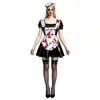 Tallas S-XL Disfraz de Maid Cosplay de Halloween, Disfraz de Maid Maligna Manchad de Sangre de Terror, Uniforme Sexy para Juego de Rol
