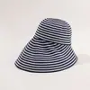 Sombrero de Sol de Moda de Verano para Mujer, Simple, Abierto por Arriba, Rayas Blancas y Negras, Protección Solar para Ciclismo, Visera Plegable, Moderno