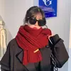 Cachecol Tricotado de Cor Sólida de Inverno Cachecol Lã Engrossado para Mulheres e Estudantes Casal Popular Online Moda Coreana Combina com Tudo Cabelo