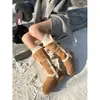 Botas de Neve Cinza com Solado Grosso Femininas 2026 Outono/Inverno Novo Estilo Forradas com Lã Espessadas Quentes Sapatos de Algodão Bidirecionais Fivela de Couro Botas Altas