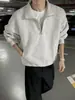 Sudadera con Media Cremallera y Cuello Alto Estilo Retro Americano Peso Pesado Holgada Top para Pareja Manga Larga para Hombre Color Sólido Ropa Deportiva Moderna