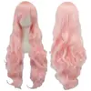Peluca Cosplay Anime Peluca para Fiesta de Disfraces de Halloween Cabello Largo Rizado 80cm Cabello Rizado Flequillo Lateral Peluca