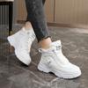 W2577 Novos Botas de Neve de Cano Médio Estilo Coreano Outono e Inverno 2024 para Mulheres, Bloqueio de Cor, Forradas com Lã, Sapatos de Algodão, Aumentam a Altura, Casuais, Quentes