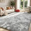Alfombra para sala de estar de seda y lana teñida anudada, de pelo largo, en stock, cobertura completa de área grande, manta suave para cabecera de dormitorio, venta al por mayor transfronteriza