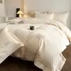Conjunto de quatro peças bordado de algodão de fibra longa de Xinjiang, lençol e fronha 100% algodão, lençol de elástico de algodão puro para uso doméstico, conjunto de cama para quarto principal