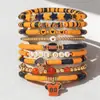 Pulsera de Rugby Transfronteriza Europea y Americana de Gran Venta Accesorios de Aleación con Goteo de Aceite Corazón de Cristal Estrella de Cinco Puntas Pulsera Elástica de Amistad