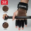 Guantes de Fitness de Piel de Vaca para Hombre, Equipo Deportivo Entrenamiento, Levantamiento de Pesas, Protectores de Muñeca para Barra de Dominadas, Antideslizantes, Anti-Ampollas, Transpirables, Protectores de Palma para Peso Muerto