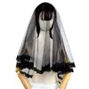 Acessório de Cabeça Halloween Amazon Transfronteiriço Véu Preto Retro Renda Casamento Nupcial Véu de Casamento Camada Única