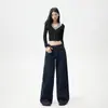 Pantalones de Jeans de Pierna Ancha Sueltos de Cintura Alta Estilo Retro Americano para Mujer en Tallas Grandes para Otoño/Invierno 2026